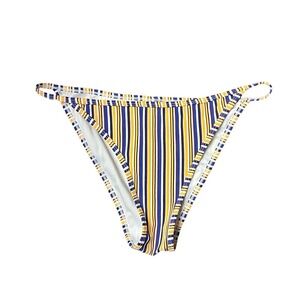 Cupshe Bikini Bottoms M Blue Yellow White Multicolor Stripes Stretch Swim Trendy